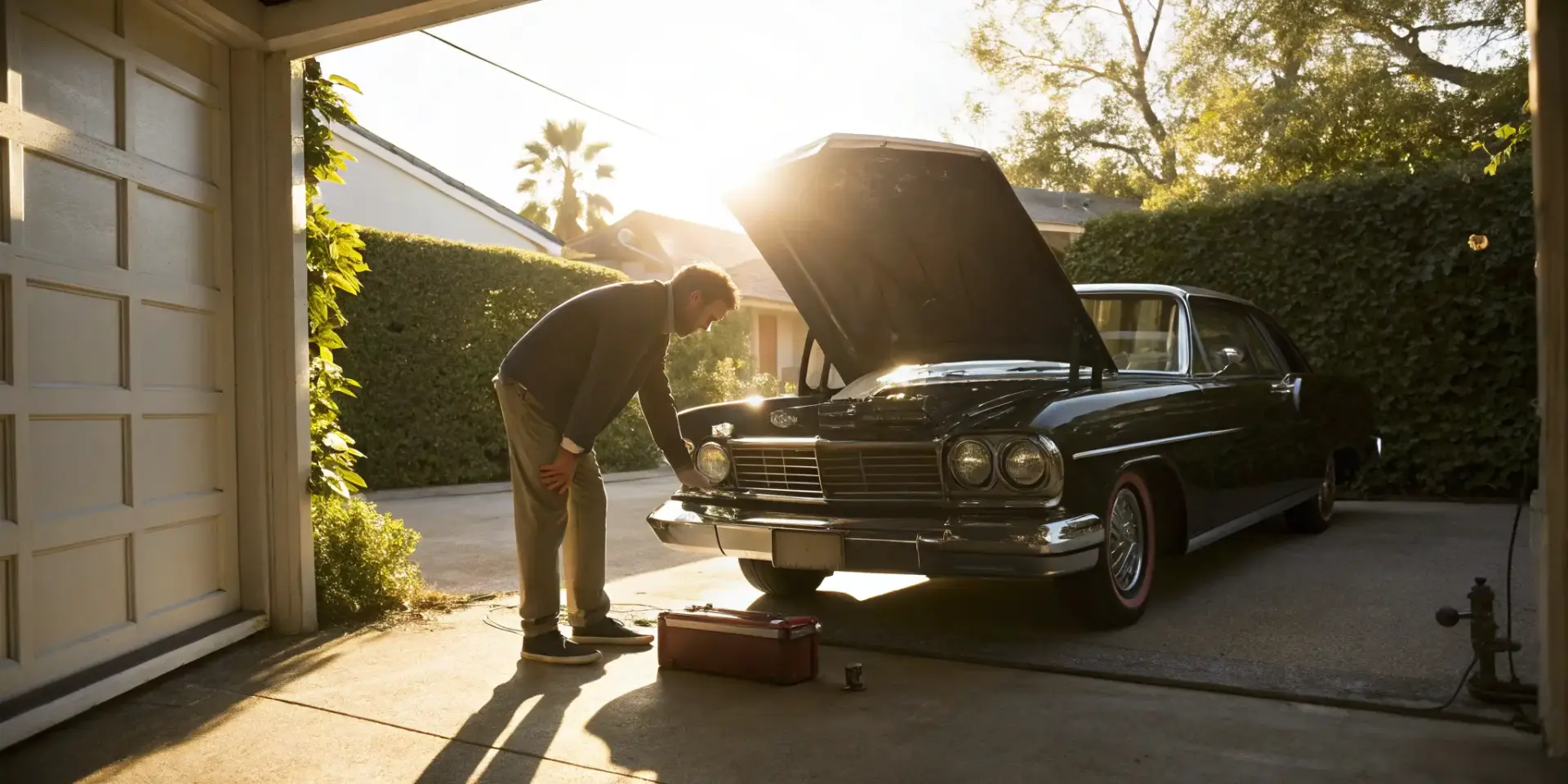 Classic car inspection: Engine check.