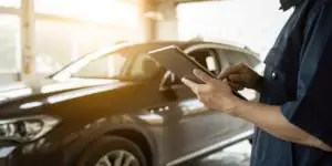 Mobile auto inspection using tablet.