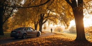 Car parked near seasonal home for long-term storage.