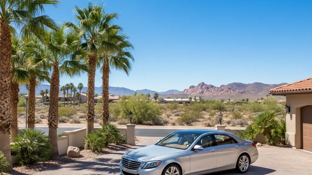 First-time car owner checking tire pressure on a vehicle in Las Vegas